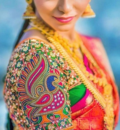Jhumki Detailed Bridal Blouse With Peacock Motifs